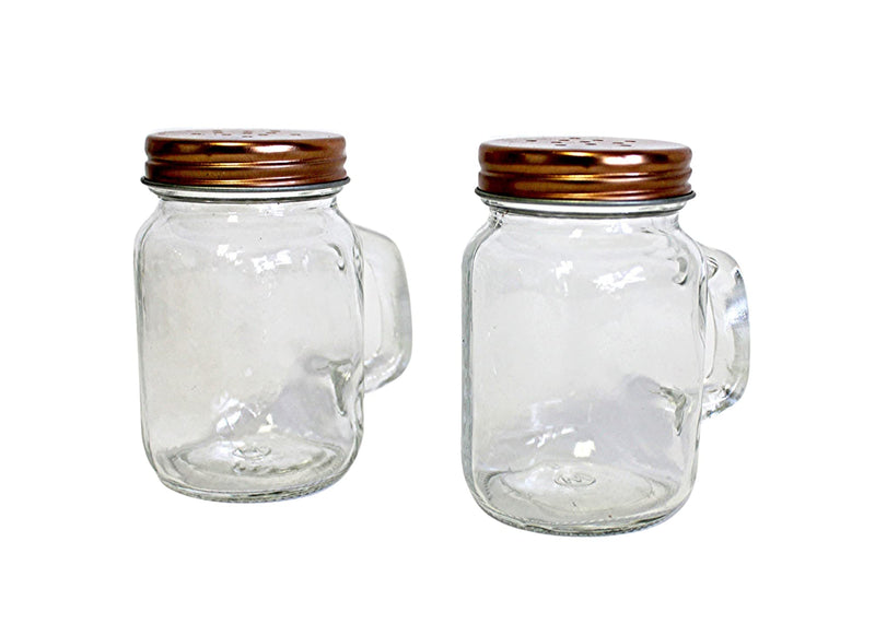 [Australia - AusPower] - Salt and Pepper Shaker Set Mason Jar (Clear Glass) Vintage Inspired Design 