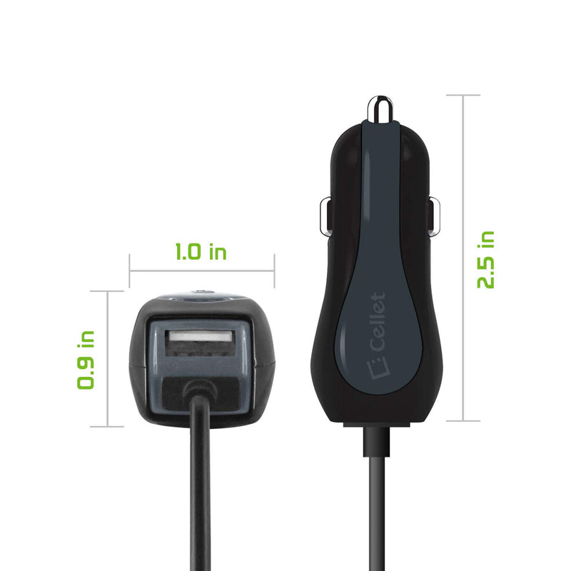 [Australia - AusPower] - Cellet PMICROMS21 Fast Charging 2.4Amp Output Dual USB Car Charger 4ft Long Micro USB Cable Compatible with LG Risio 3 K20 Harmony Grace K20 V K20 Plus K30, K4 Optimus Zone 3, Rebel, K8 (2018), White 