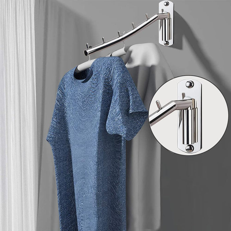 [Australia - AusPower] - Zivisk 2 Pcs Folding Wall Mounted Clothes Suit Hangers Rack with Swing Arm Stainless Steel Heavy Duty Coat Hook for Bathroom, Bedroom, Laundry Room - Silver 