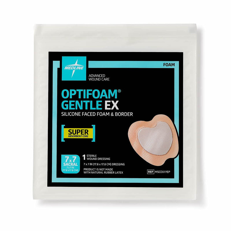 [Australia - AusPower] - Medline Optifoam Gentle EX Bordered Foam Adhesive Dressing, 7" x 7" Sacral (5 Count) Box 