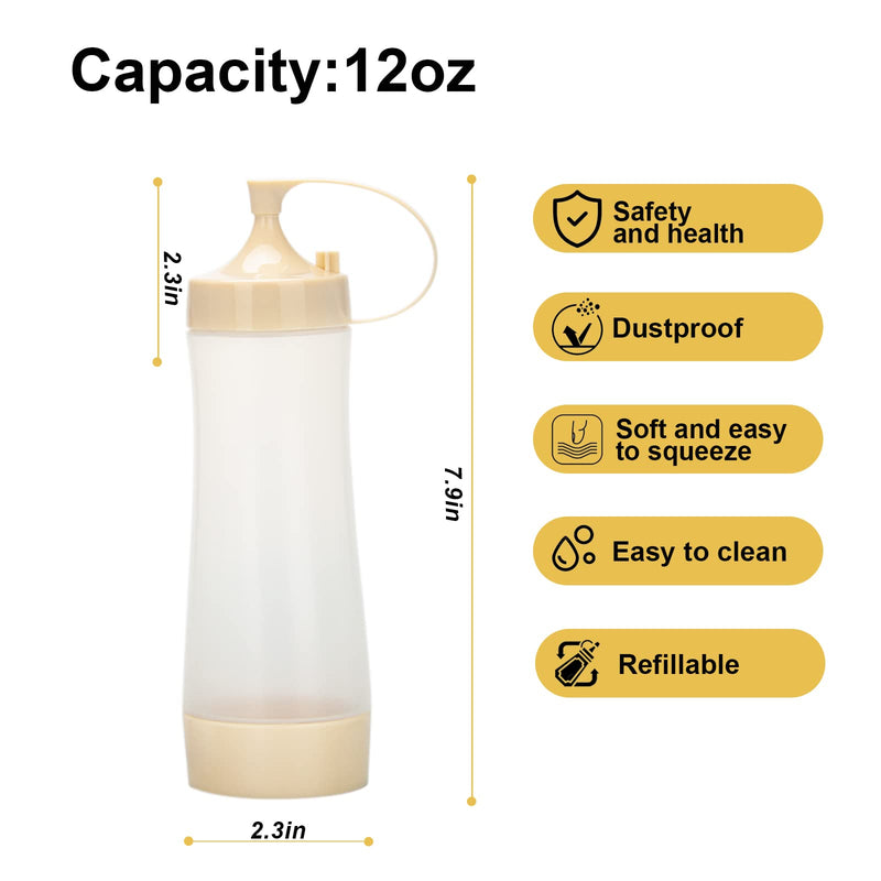 [Australia - AusPower] - Qiuhome Condiment Squeeze Bottle,Ketchup Squeeze Bottle,Plastic Squeeze Bottle, 12oz (Mica Gray) Mica Gray 
