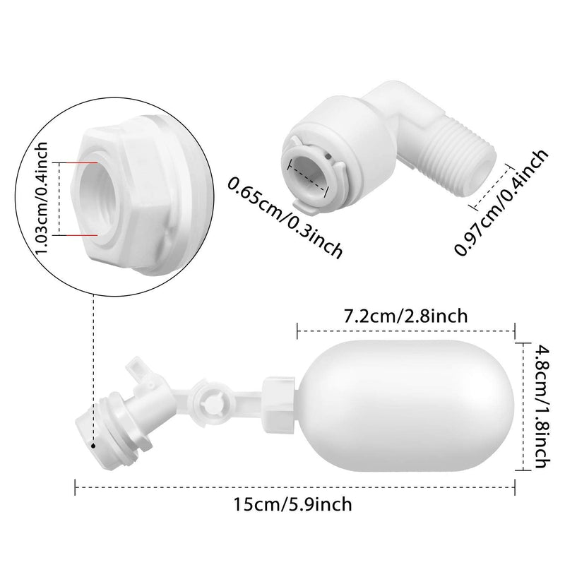 [Australia - AusPower] - Water Filter Float Ball Valve 1/4 Inch Adjustable Float Valve Plastic Water Tank Float Valves for Ponds, Water Pump, Water Trough, Aquariums, Aquaculture, Water Tank, Reservoir (6) 6 