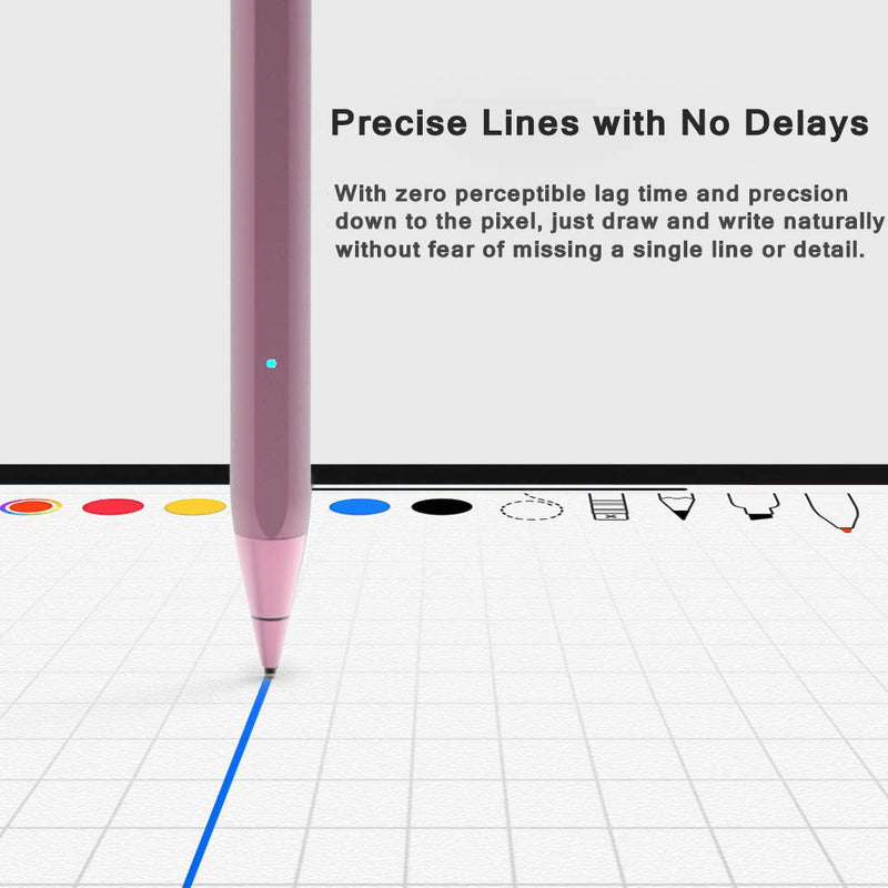 [Australia - AusPower] - iPad Stylus, iPhone Stylus, Rechargeable Stylus Pen for All iPhone and iPad/iPad Mini/iPad Air/iPad Pro. 1.4mm Fine Tip for Drawing and Writing(Pink) Pink 