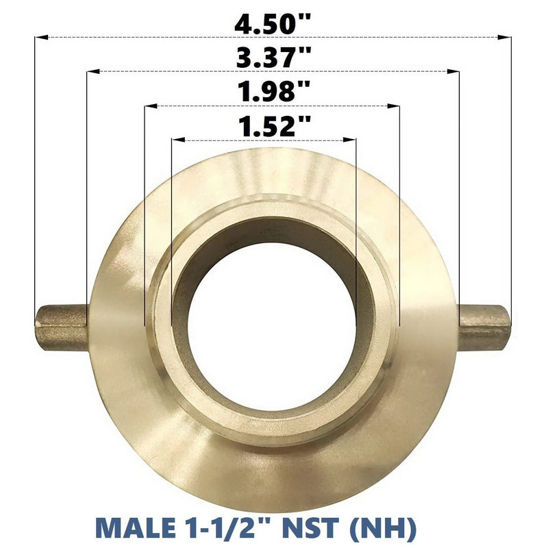 [Australia - AusPower] - Happy Tree 2-1/2" NST (NH) Female x 1-1/2" NST (NH) Male Brass Fire Hydrant Adapter with Pin Lug Brass Fire Equipment 