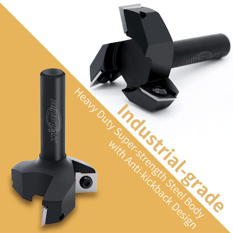 [Australia - AusPower] - CNC Spoilboard Surfacing Router Bit, 1/2" Shank 2" Cutting Diameter, Insert Carbide Slab Flattening Router Bit Planing Bit Wood Planer Bit by BINSTAK Matte 