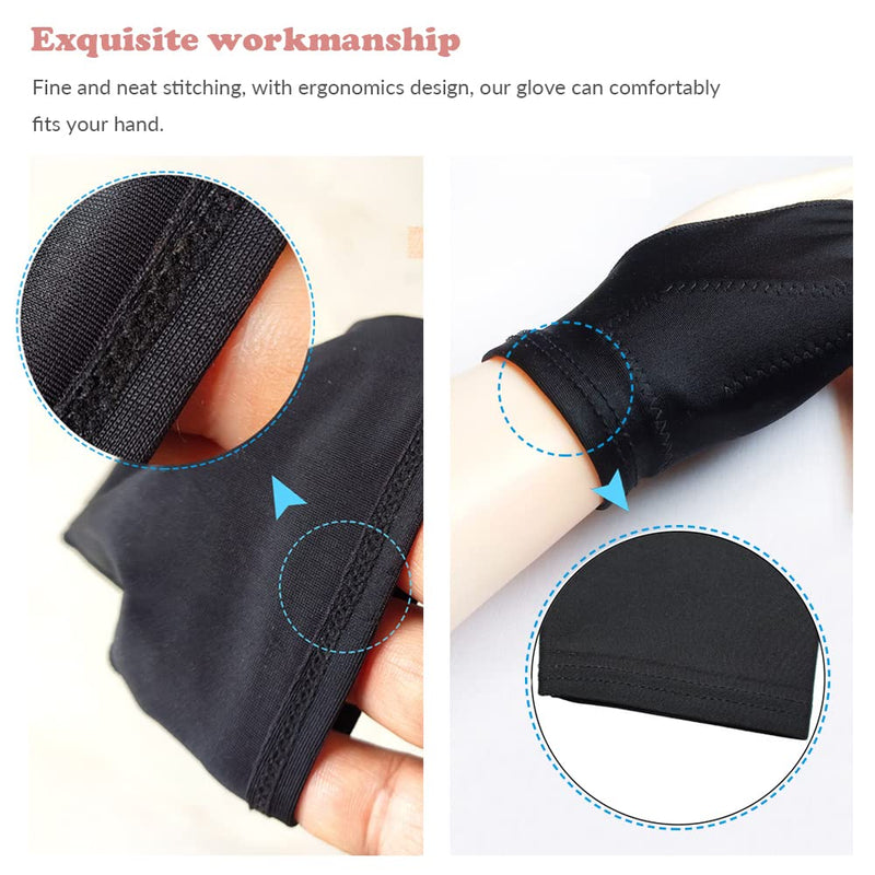 [Australia - AusPower] - Drawing Glove, 3-Layer Palm Rejection Digital Art Glove for Graphic Tablet, Artist Gloves with Two Fingers for iPad, Paper Sketching, Smudge Guard (2 PCS, Lager) 