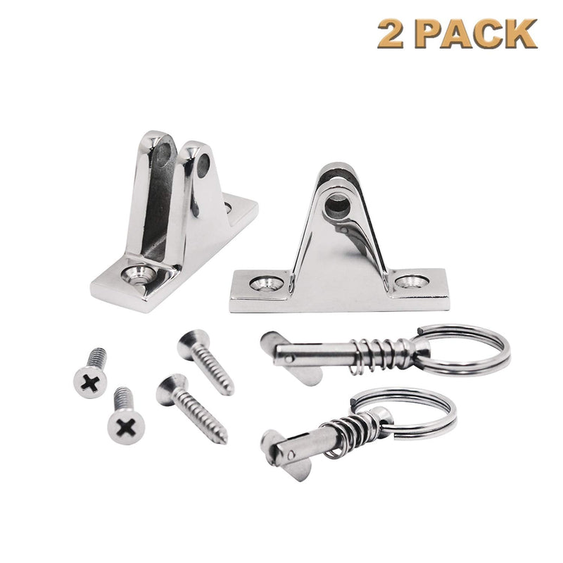 [Australia - AusPower] - SHENGHUISS 2 Pack Bimini Top 90° Deck Hinge Stainless Steel 316 Deck Marine Flat Mount Hardware with Removable Pin and Installation Screws 