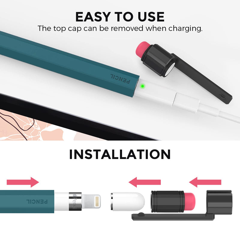 [Australia - AusPower] - TRONWIN iPencil Case for Apple Pencil 1st Generation Sleeve Silicone Protective Cover Perfect Grip Skin Classic Design with Sturdy Clip Compatible with Apple Pencil 1st Generation (Deep Green) Deep Green 
