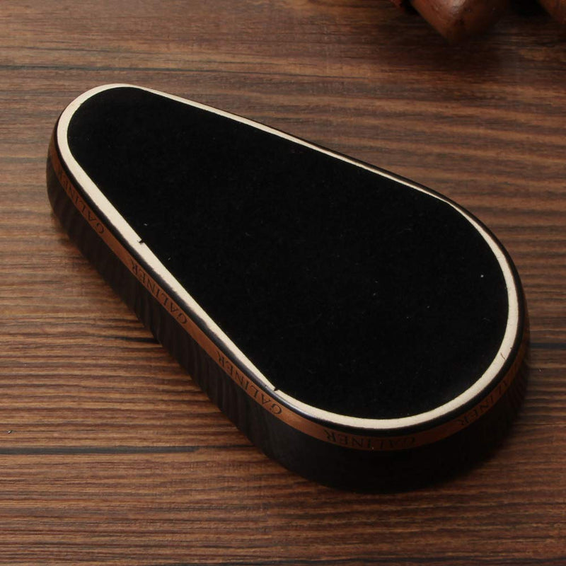 [Australia - AusPower] - Galiner Cigar Ashtray, Travel Ashtray, Outdoor Ceramic Ash Tray (Black With Golden line) Black 