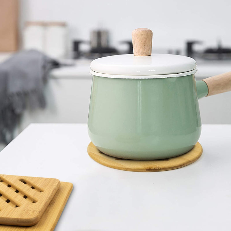 [Australia - AusPower] - Alfto Hot Pads Trivet,Table Solid Bamboo Wood Trivets for Hot Dishes and Pot with Non-slip Pads Heat Resistant Pads Teapot Trivet 4pcs(Multi Size,2 Square 2 Round) 