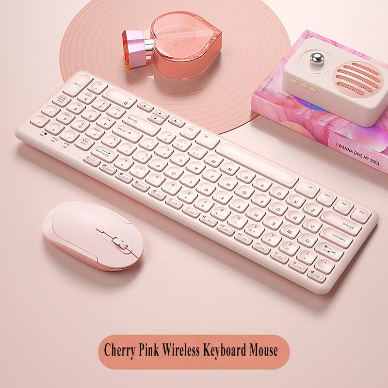 [Australia - AusPower] - Wireless Keyboard and Mouse Combo,JieruiDeng 2.4Ghz USB Cordless Slim Silent Keyboard and Mouse Kit Home Office Game Use for Computer,Laptop,PC Desktops,Mac (Pink) Pink 