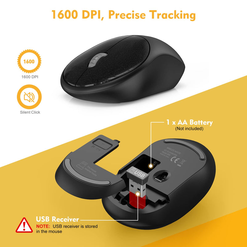 [Australia - AusPower] - Wireless Keyboard and Mouse, Trueque Silent 2.4GHz Cordless Full Size USB Keyboard Mouse Combo, Long Battery Life, Lag-Free Wireless for Computer, Laptop, PC, Window, Mac, Chrome OS(Black) Black 