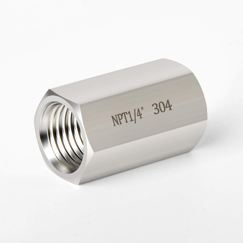 [Australia - AusPower] - TAISHER 2PCS Forging of 304 Stainless Steel Full Hex Coupling, 1/4-Inch Female Pipe x 1/4-Inch Female Pipe Fitting 2PCS 1/4" Style 1 