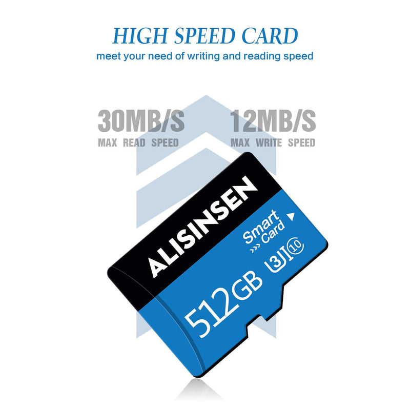 [Australia - AusPower] - Micro SD Card 512GB SD Card High Speed Class 10 TF Card 512GB SD Memory Card with A SD Card Adapter for Cellphone Surveillance Camera Tachograph/Bluetooth Speaker/Tablet Computers 