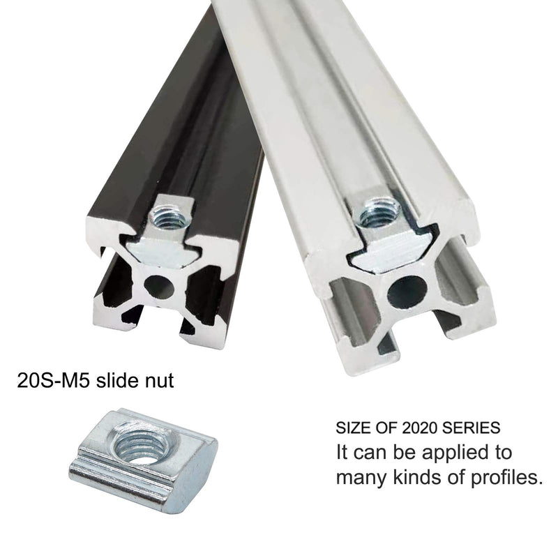 [Australia - AusPower] - 40pcs M5 Slide in T Nut Tee Sliding Nut Nut for Aluminum Extrusion with Profile 2020 Sereis Slot 6mm 