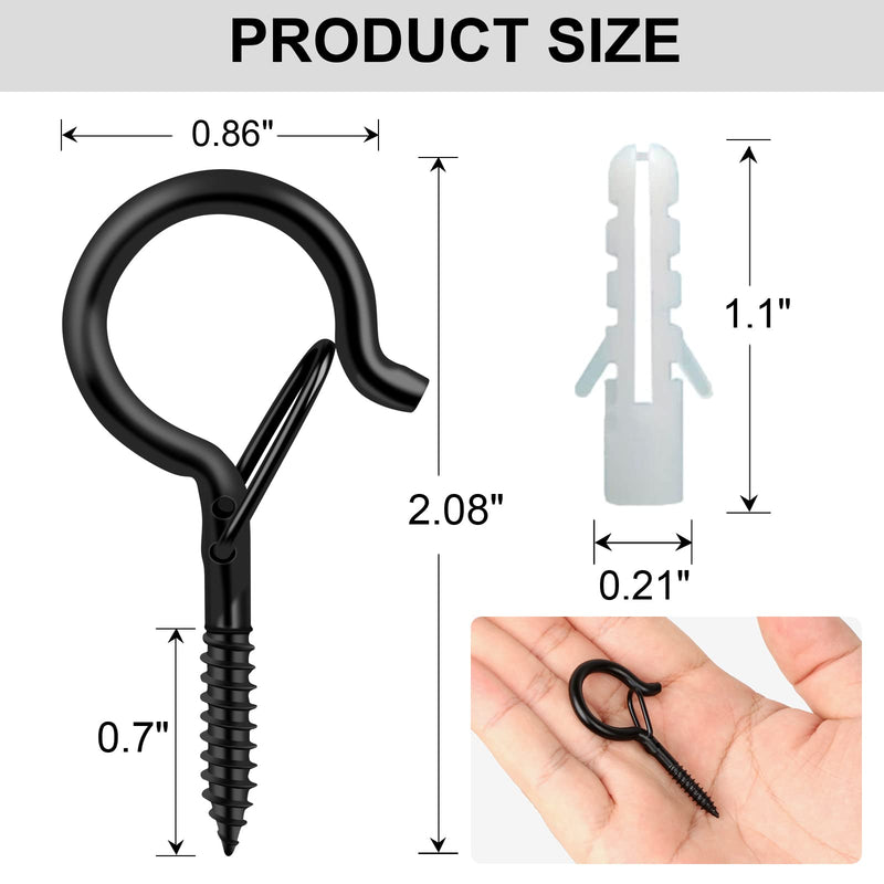 [Australia - AusPower] - 24 PCS Screw-in Hooks for Outdoor String Lights, Q Hangers String Light Hooks Outdoor for Outside, Swivel Hanging Basket Patio Light Hooks with Safe Buckle Screw in Planter Eye Hook for Wall Ceiling 24 pcs 