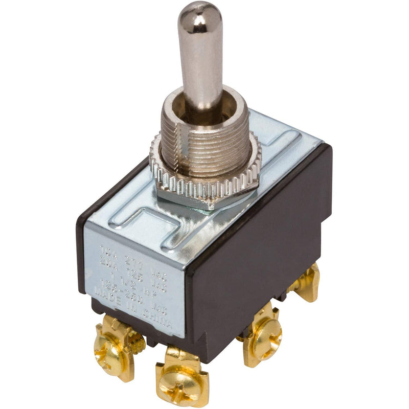 [Australia - AusPower] - Morris Products 2 Pole Toggle Switch – Heavy Duty, DPDT On-Off-On 6 Screw Terminals – Three Positions – Solid Brass, Nickel Plated Bushings - 100,000 Mechanical Life Cycles – CURus Listed, (70110) 