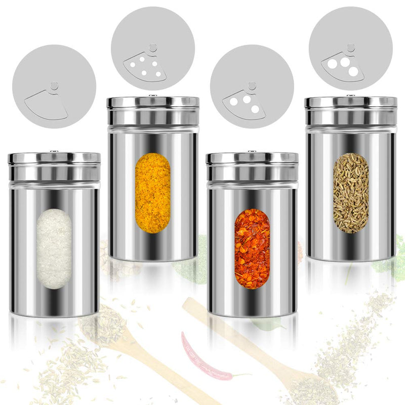 [Australia - AusPower] - Accmor 2pcs Salt and Pepper Shakers,Stainless Steel Shaker for Salt Powder Sugar Cinnamon Pepper, Spice Dispenser with Adjustable Pour Holes,Silver Silver 