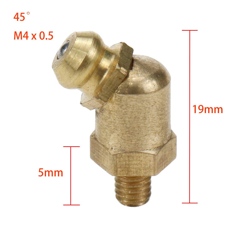 [Australia - AusPower] - Sydien 5Sets Brass M4 Straight & 45 Degree & 90 Degree Angled Grease Nipple Fitting Assortment Kits For Trucks, Cranes & Forklifts 