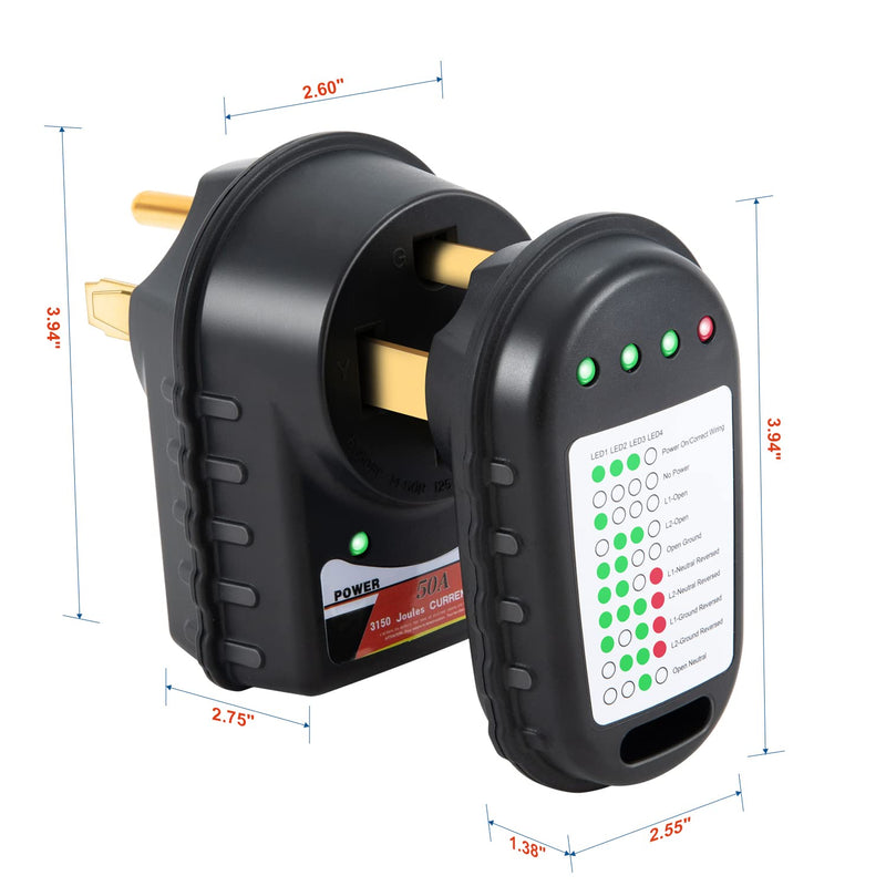 [Australia - AusPower] - RV Surge Protector Smart Kit 50 Amp - RV Surge 50 amp Module with RV Surge Protector Test Module 125/250 Volt Adapter Circuit Analyzer Adapter Plug RV Camper Travel Trailers 