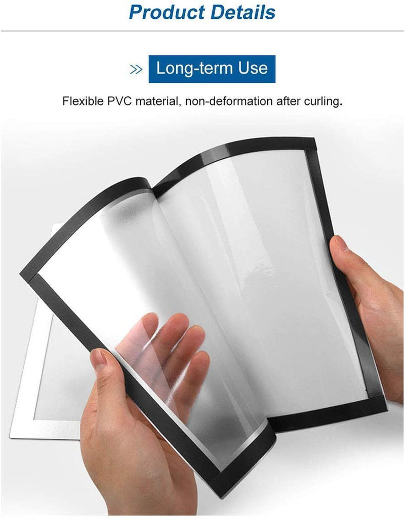 [Australia - AusPower] - JIUYE A4 Self Adhesive Magnetic Display Frame,Dual Side Transparent Magnetic Window Sign Holder for Office/Store/School as Shop Window Notice/Schedule (A4 6Pcs, Silver) A4 6Pcs 