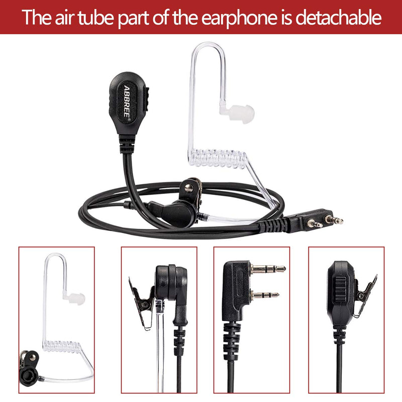 [Australia - AusPower] - ABBREE Original 2-Pin Detachable Headset Air Acoustic Tube Two Way Radio Earpiece for Baofeng UV5R UV-82 BF-888S BF-F8HP Series Walkie Talkie (2Pack) 2Pack 