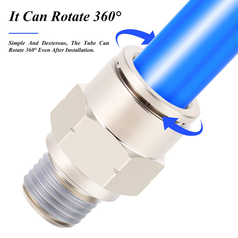 [Australia - AusPower] - TAILONZ PNEUMATIC Male Straight 1/4 Inch Tube OD x 1/8 Inch NPT Thread Push to Connect Fittings Copper Nickel Plating TPC-1/4-N1 (Pack of 10) 1/4"OD-1/8"NPT 