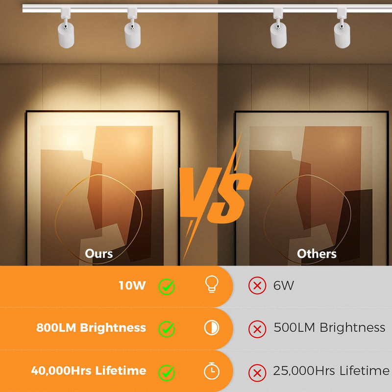 [Australia - AusPower] - VANoopee 10W Dimmable LED Track Lighting Heads H Type Track Light Replacement Fixtures Bright 3000K Warm White Ceiling Spotlight for Accent Task Art, Flicker Free CRI90+ 24Â° 800lm White, Pack of 1 