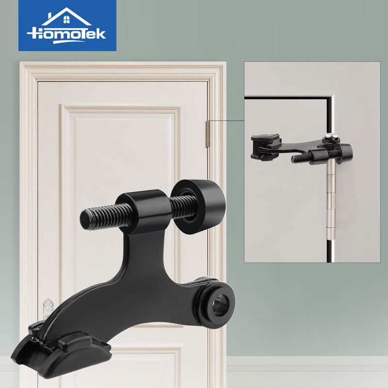 [Australia - AusPower] - HOMOTEK 6 Pack Hinge Pin Black Door Stopper,Adjustable Deluxe Heavy Duty Door Stopper 2-1/2"x1-3/4”,with Black Rubber Bumper Tips Black 6pack 