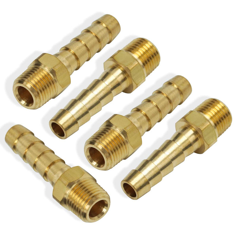 [Australia - AusPower] - Boeray Hose Barb Fittings 1/4 Inch Barb to 1/8 Inch NPT Male Thread Air Hose Fitting Adapter Pack of 5 1/4" Barb to 1/8" 