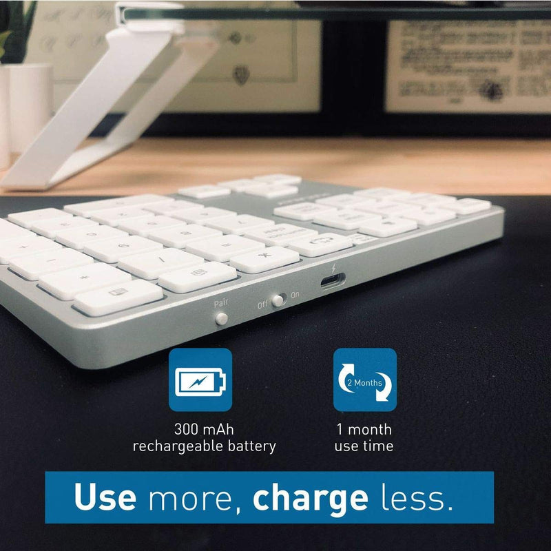 [Australia - AusPower] - Macally Wireless Number Pad for Mac & PC and a Wireless Bluetooth Mouse, Work with Numbers More Efficiently 