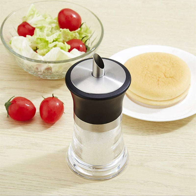 [Australia - AusPower] - Sugar Dispenser & Shaker For Coffee Cereal Tea Baking with Pouring Spout and Lid for Easy Spoon Measuring Pour 100ml Glass Jar Container Dishwasher Safe 