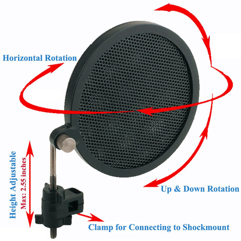 [Australia - AusPower] - Etubby 42-47mm Microphone Shock Mount with Double Mesh Pop Filter & Screw Adapter, Adjustable Anti Vibration High Isolation Metal Mic Mount Holder Clip for Diameter of 42-47mm Microphone 42-47mm / M 