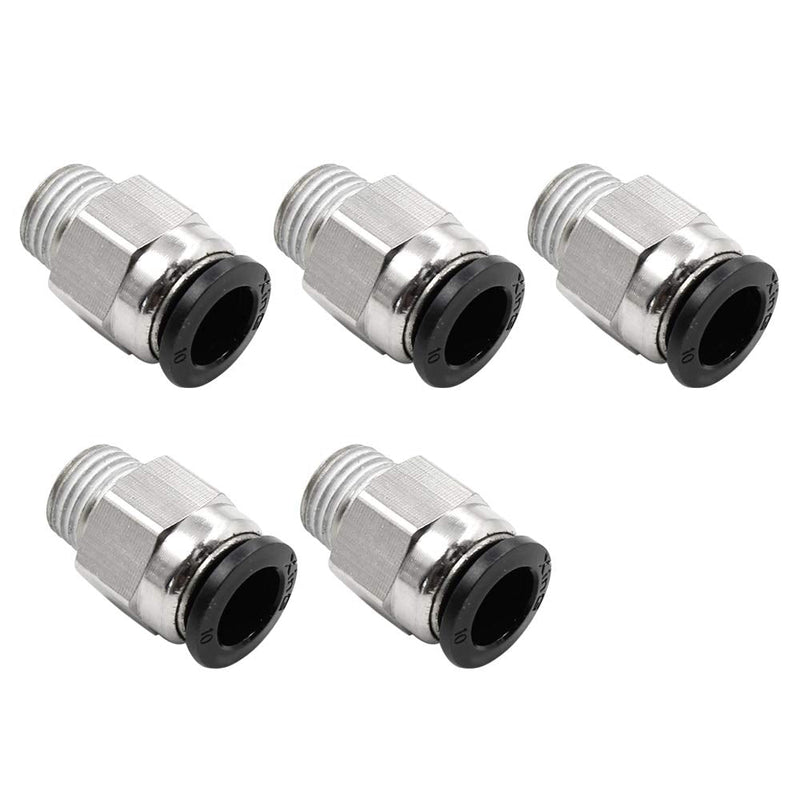 [Australia - AusPower] - TOUHIA Pneumatic Male Straight Push to Connect Fitting 10mm Tube OD x 1/4" NPT Thread - Pack of 5 
