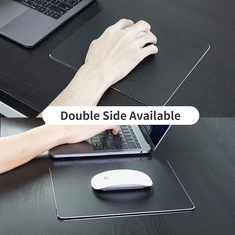 [Australia - AusPower] - Hard Black Metal Aluminum Mouse Pad Mat Smooth Magic Ultra Thin Double Side Mouse Mat Waterproof Fast and Accurate Control for Gaming and Office((Large 11.81X9.45 Inch) Large 