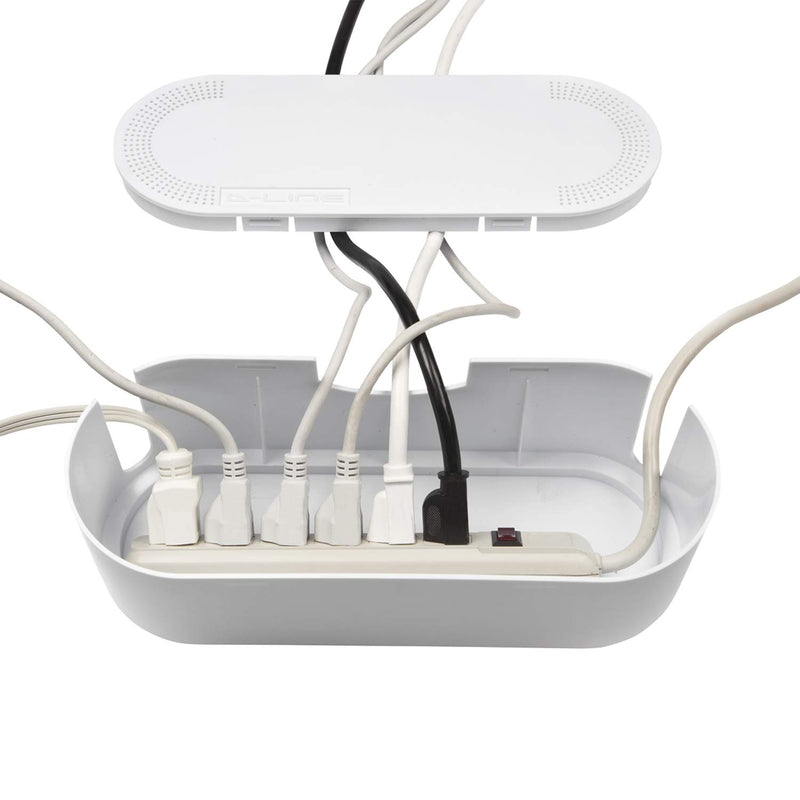 [Australia - AusPower] - D-Line Cable Management Box, Cord Organizer Box to Hide & Conceal Power Strips, Desk Cable Management Solution, Made from Electrically Safe ABS Material - 12.75" (L) x 5" (W) 4.5" (H) - White Small 
