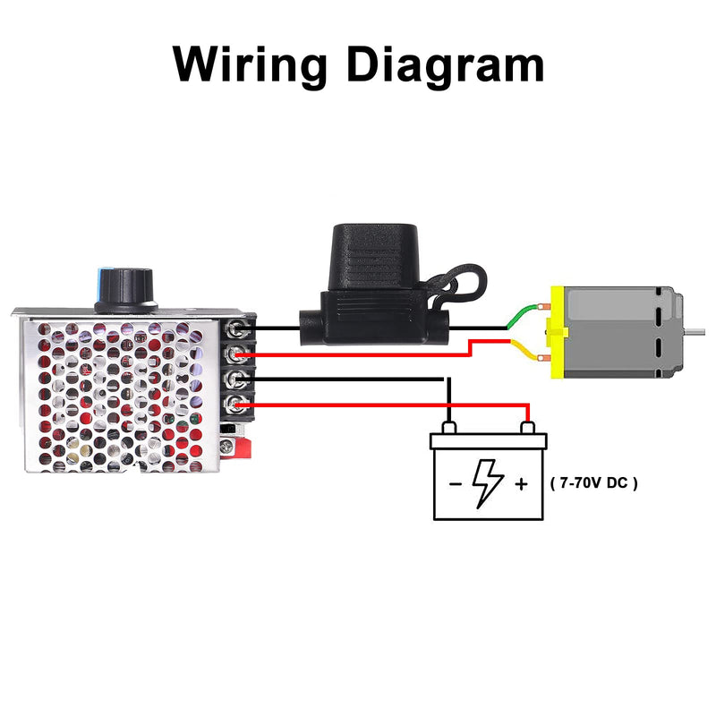 [Australia - AusPower] - ALMOCN 7-70V 30A PWM DC Motor Speed Controller Speed Control Switch Adjustable PWM Motor Speed Regulator with 30A Amp Fuse 