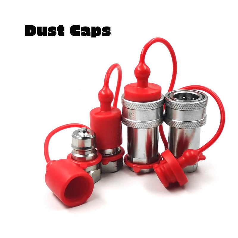 [Australia - AusPower] - 2 Sets 3/8" NPT Thread ISO7241-1A Hydraulic Quick Disconnect Coupler Set with Dust Caps 