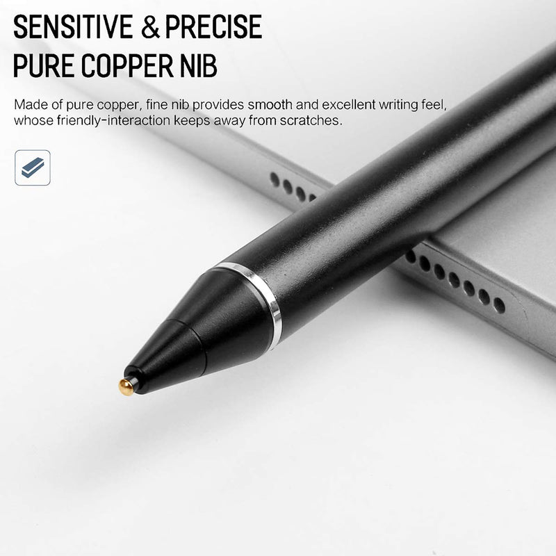 [Australia - AusPower] - AICase Stylus Pens for Touch Screens, 1.45mm High Precision and Sensitivity Point IPad Pencil Fine Point Active Smart Digital Pen for Tablet Work at iOS and Android Touch Screen (Black1) Black1 