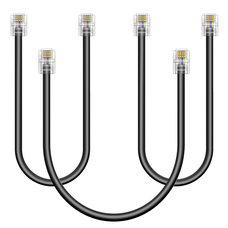 [Australia - AusPower] - Ubramac 3Pack Phone Cord Phone Telephone Extension Cord 1ft Cable Line with Standard RJ11 6P4C Plugs for Landline Phone and Fax,(Black, 1Feet) 