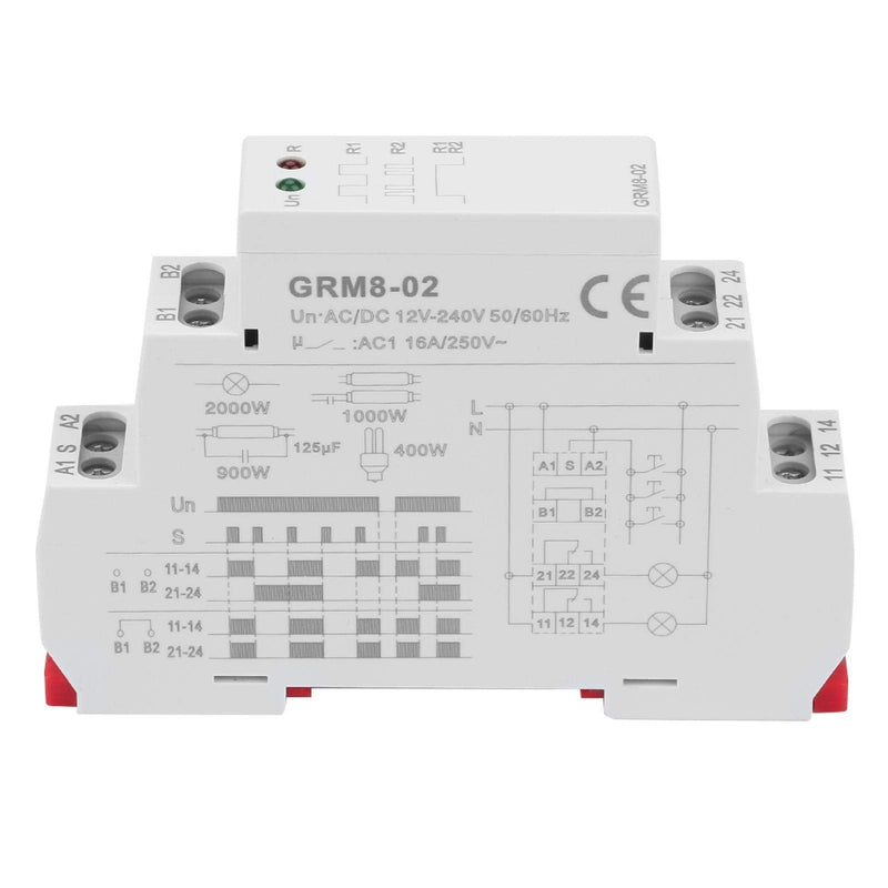 [Australia - AusPower] - GRM8-02 DIN Rail Impulse Memory Relay Mount Electronic 50-60Hz AC/DC 12-240V Impulse Relay for Multi Point Control 