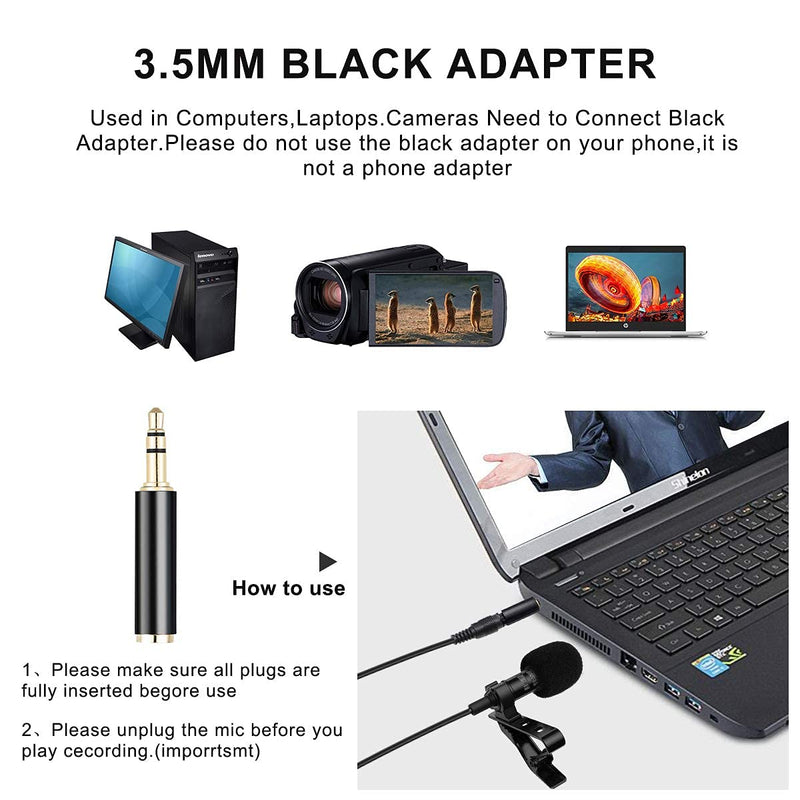 [Australia - AusPower] - 3.5mm Lavalier Microphone, Mini Omnidirectional Condenser Noise Cancelling Mic Compatible with Android MacBook PC DLSR for Interview, Vlogging, YouTube, Studio, Video 