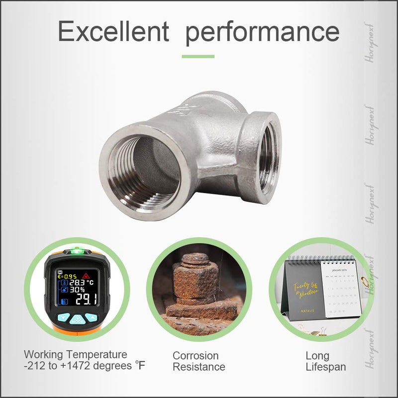 [Australia - AusPower] - Horiznext NPT1/2 female thread stainless steel pipe t fitting,3 way 3/4 inch I.D. thread tee metal cast coupler 