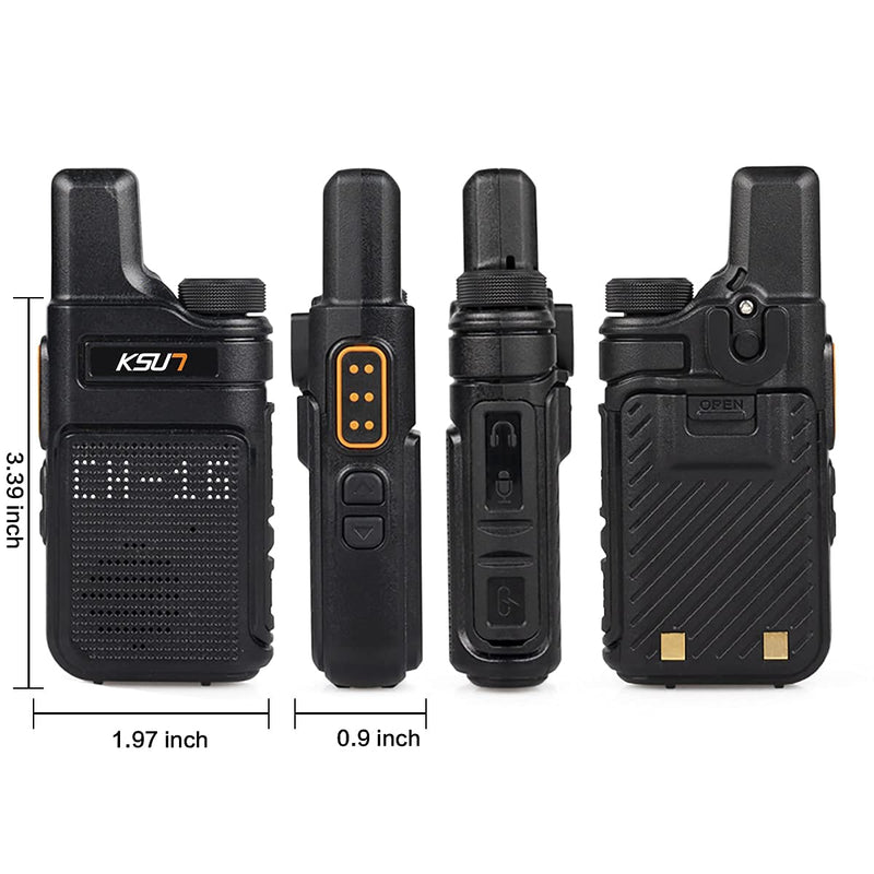 [Australia - AusPower] - Walkie Talkies with Earpiece and Mic Set, 2 Pack FRS Security LED for Adults No 50 Miles Radio Long Range with Mic Waterproof VOX 4000mAh Rechargeable Lithium Ion Battery for Hiking Camping KSUN M6 