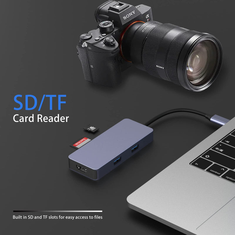 [Australia - AusPower] - USB C Adapter, 6 in 1 USB C Hub with 4K HDMI, USB3.0 * 2 Port, 100W PD, SD/TF for MacBook Pro/Air M1/M2, iPad Pro, iPad Mini, Surface Pro/Go Dell 6 in 1 4K HDMI 