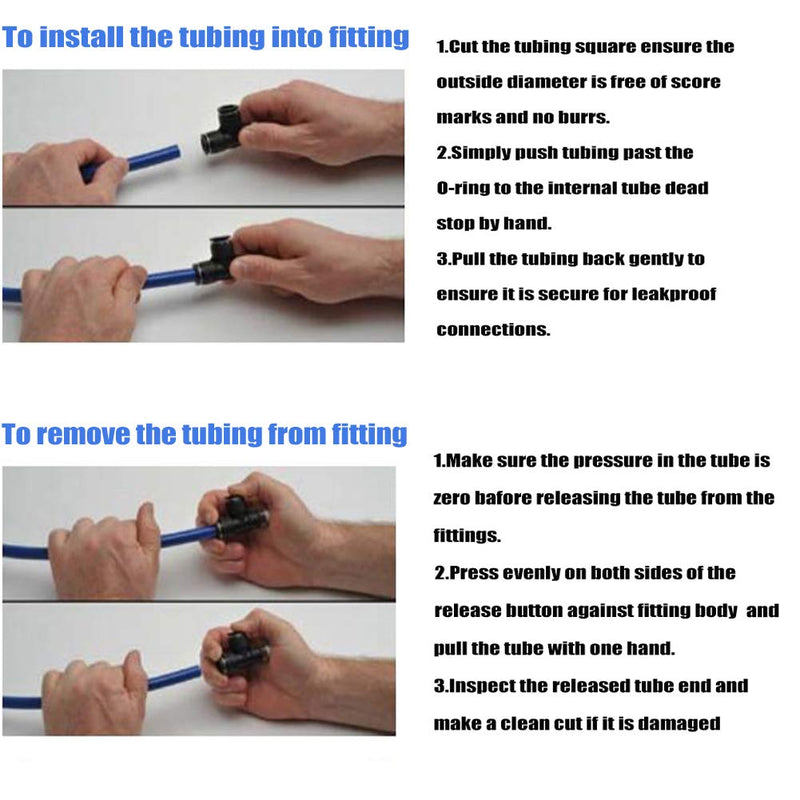 [Australia - AusPower] - Jienk 20PCS Union Tee Push to Connect Airline Fittings for 1/4 5/16 3/8 1/2 Tube, Quick Release Pneumatic Connector for Air Compressor Air Brake Shop Air Tee Combo 