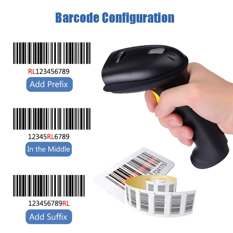 [Australia - AusPower] - REALINN 1D Cordless Barcode Scanner Cordless and Wired 2 in 1 Laser Automatic Portable Reader Handheld Rechargeable Bar Code Scanning for Library, Supermarket, Warehouse 