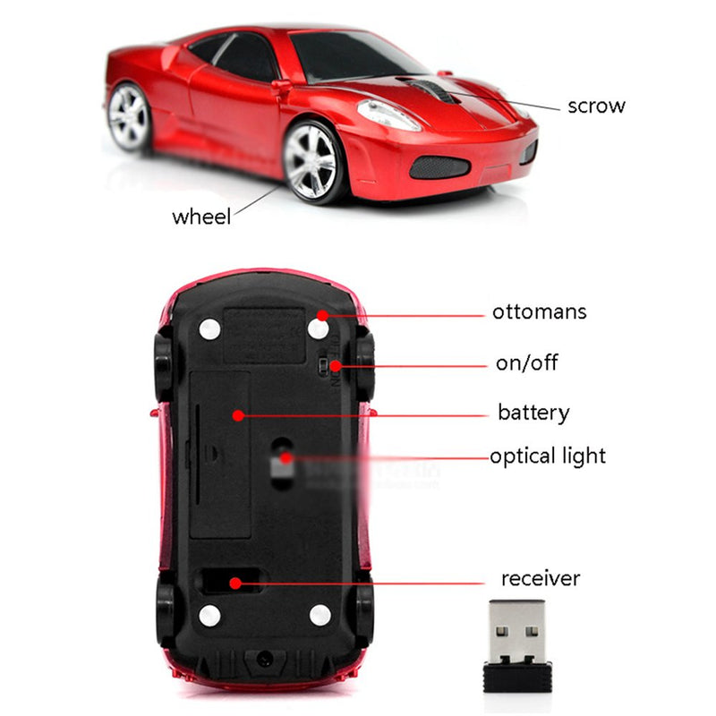 [Australia - AusPower] - MGbeauty Wireless Mouse Sports Car Mouse Computer Optical Mice for PC Laptop MAC (Silver) Silver 