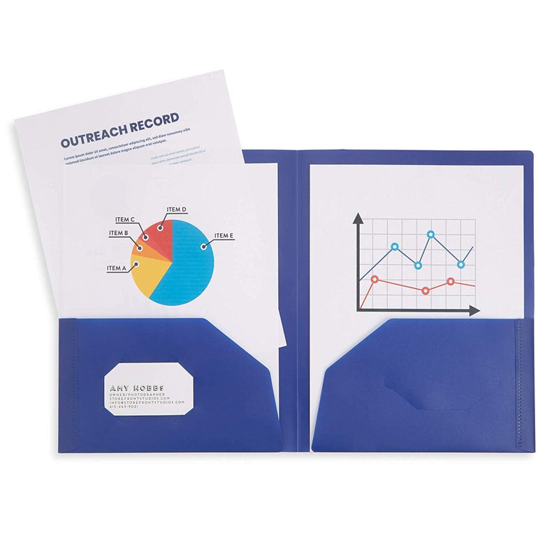 [Australia - AusPower] - 6 Pack Multicolor Plastic Two Pocket Folders, Plastic Folders with 2 Pockets and Business Card Slot, 2 Pocket Plastic Folders for School, Home, and Work, 6 Pack Plastic Folders 