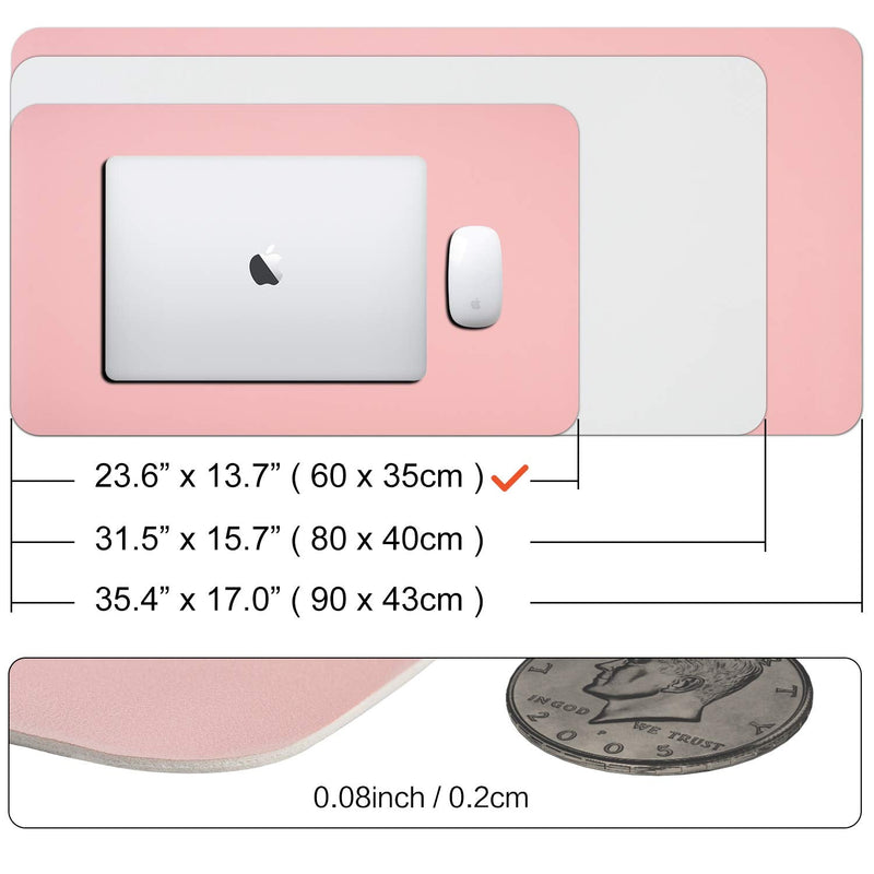 [Australia - AusPower] - Dual Sided Leather Desk Pad (23.6 x 13.7"), Office Waterproof Desk Mat, PU Mouse Pad, Desk Protector Cover, Desk Writing Mat for Office/Home/Work/Cubicle (Pink/Silver) A-pink/Silver 23.6“ x 13.7" 